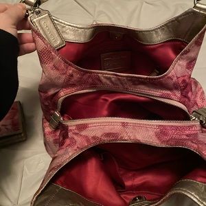 Coach pink print purse and matching wallet